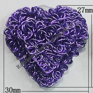 Iron Thread Component Handmade Lead-free, Heart 27x30mm, Sold by Bag
