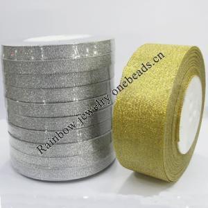 Gold & Silver Mettlic Ribbon, 6mm wide,Sold per 250-yards spool