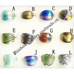 Lampwork Glass Rings, About 20-25mm Hole:17-19mm, Sold by PC