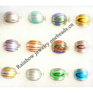 Lampwork Glass Rings, Mix Color and Mix Style About 20-25mm Hole:17-19mm, Sold by Group