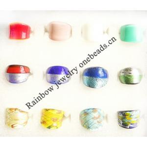 Lampwork Glass Rings, Mix Color and Mix Style About 20-25mm Hole:17-19mm, Sold by Group