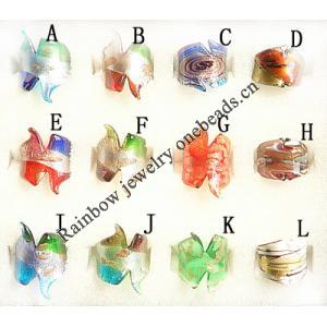 Lampwork Glass Rings, About 20-25mm Hole:18-30mm, Sold by PC
