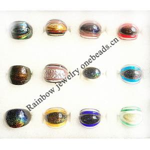 Lampwork Glass Rings, Mix Color and Mix Style About 16-22mm Hole:17-19mm, Sold by Group
