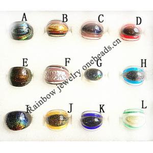 Lampwork Glass Rings, About 16-22mm Hole:17-19mm, Sold by PC