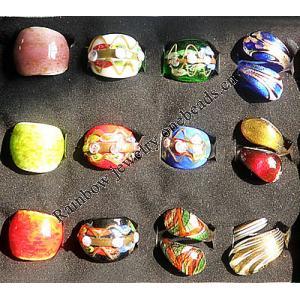 Lampwork Glass Rings, Mix Color and Mix Style About 18-30mm Hole:17-19mm, Sold by Group