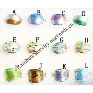 Lampwork Glass Rings, About 20-25mm Hole:17-19mm, Sold by PC