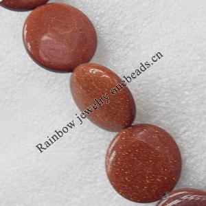 Gold sand Stone Beads, Flat Round 20mm Hole:About 1.5mm, Sold per 15.7-inch strand