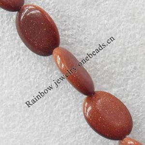 Gold sand Stone Beads, Flat Oval 13x18mm Hole:About 1.5mm, Sold per 15.7-inch strand