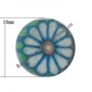 Pottery Clay Cabochons, NO-Hole Jewelry Fingings, Coin 10mm Thick:About 5mm, Sold by Bag