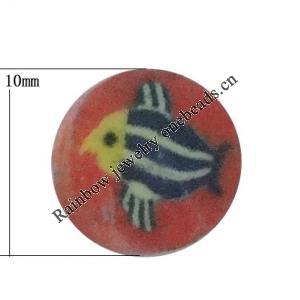 Pottery Clay Cabochons, NO-Hole Jewelry Fingings, Coin 10mm Thick:About 5mm, Sold by Bag