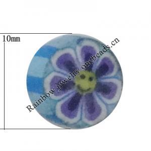 Pottery Clay Cabochons, NO-Hole Jewelry Fingings, Coin 10mm Thick:About 5mm, Sold by Bag