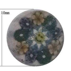 Pottery Clay Cabochons, NO-Hole Jewelry Fingings, Coin 10mm Thick:About 5mm, Sold by Bag