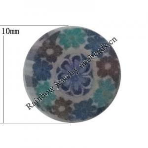 Pottery Clay Cabochons, NO-Hole Jewelry Fingings, Coin 10mm Thick:About 5mm, Sold by Bag