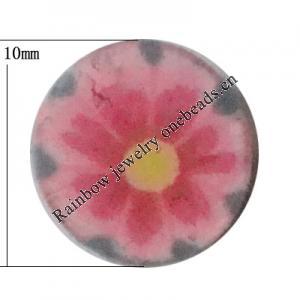 Pottery Clay Cabochons, NO-Hole Jewelry Fingings, Coin 10mm Thick:About 5mm, Sold by Bag