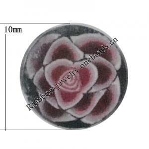 Pottery Clay Cabochons, NO-Hole Jewelry Fingings, Coin 10mm Thick:About 5mm, Sold by Bag