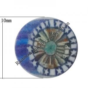 Pottery Clay Cabochons, NO-Hole Jewelry Fingings, Coin 10mm Thick:About 5mm, Sold by Bag