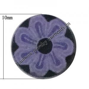 Pottery Clay Cabochons, NO-Hole Jewelry Fingings, Coin 10mm Thick:About 5mm, Sold by Bag