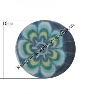 Pottery Clay Cabochons, NO-Hole Jewelry Fingings, Coin 10mm Thick:About 5mm, Sold by Bag