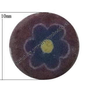 Pottery Clay Cabochons, NO-Hole Jewelry Fingings, Coin 10mm Thick:About 5mm, Sold by Bag