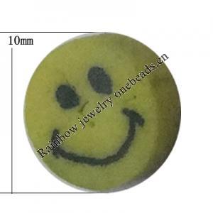 Pottery Clay Cabochons, NO-Hole Jewelry Fingings, Coin 10mm Thick:About 5mm, Sold by Bag