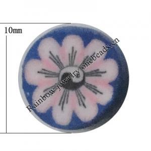 Pottery Clay Cabochons, NO-Hole Jewelry Fingings, Coin 10mm Thick:About 5mm, Sold by Bag