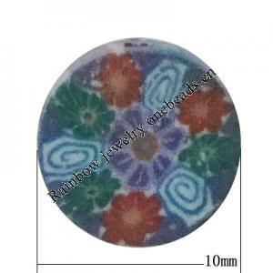 Pottery Clay Cabochons, NO-Hole Jewelry Fingings, Coin 10mm Thick:About 5mm, Sold by Bag