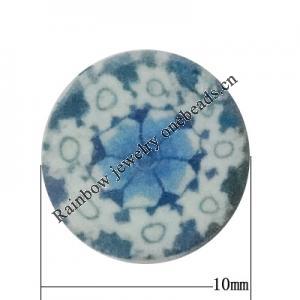 Pottery Clay Cabochons, NO-Hole Jewelry Fingings, Coin 10mm Thick:About 5mm, Sold by Bag