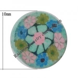 Pottery Clay Cabochons, NO-Hole Jewelry Fingings, Coin 10mm Thick:About 5mm, Sold by Bag