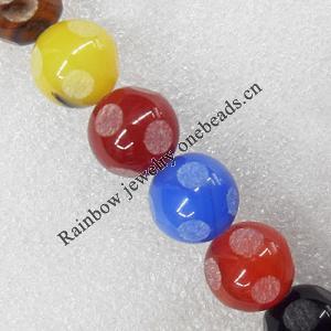 Gemstone beads, Agate(dyed), Mix Color Faceted Round 14mm Hole:1.5mm, Sold per 15.7-inch strand