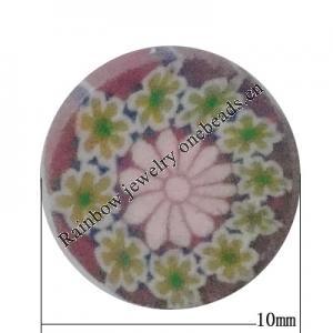 Pottery Clay Cabochons, NO-Hole Jewelry Fingings, Coin 10mm Thick:About 5mm, Sold by Bag