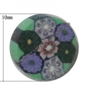 Pottery Clay Cabochons, NO-Hole Jewelry Fingings, Coin 10mm Thick:About 5mm, Sold by Bag