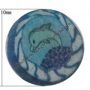 Pottery Clay Cabochons, NO-Hole Jewelry Fingings, Coin 10mm Thick:About 5mm, Sold by Bag