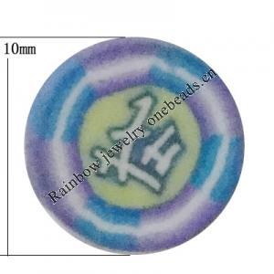 Pottery Clay Cabochons, NO-Hole Jewelry Fingings, Coin 10mm Thick:About 5mm, Sold by Bag