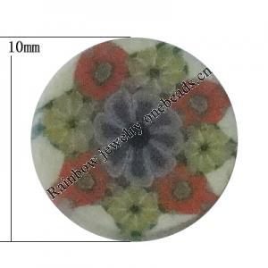 Pottery Clay Cabochons, NO-Hole Jewelry Fingings, Coin 10mm Thick:About 5mm, Sold by Bag