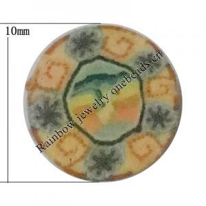 Pottery Clay Cabochons, NO-Hole Jewelry Fingings, Coin 10mm Thick:About 5mm, Sold by Bag