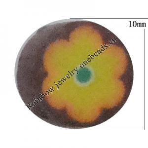 Pottery Clay Cabochons, NO-Hole Jewelry Fingings, Coin 10mm Thick:About 5mm, Sold by Bag