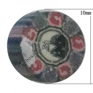 Pottery Clay Cabochons, NO-Hole Jewelry Fingings, Coin 10mm Thick:About 5mm, Sold by Bag