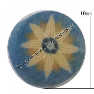 Pottery Clay Cabochons, NO-Hole Jewelry Fingings, Coin 10mm Thick:About 5mm, Sold by Bag