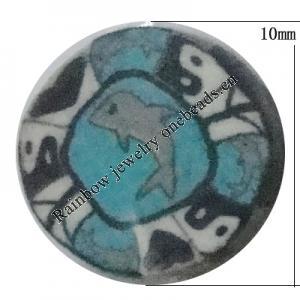 Pottery Clay Cabochons, NO-Hole Jewelry Fingings, Coin 10mm Thick:About 5mm, Sold by Bag