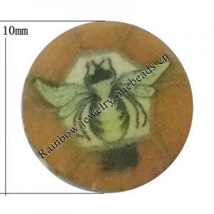 Pottery Clay Cabochons, NO-Hole Jewelry Fingings, Coin 10mm Thick:About 5mm, Sold by Bag