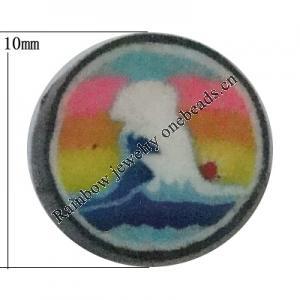 Pottery Clay Cabochons, NO-Hole Jewelry Fingings, Coin 10mm Thick:About 5mm, Sold by Bag