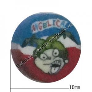 Pottery Clay Cabochons, NO-Hole Jewelry Fingings, Coin 10mm Thick:About 5mm, Sold by Bag