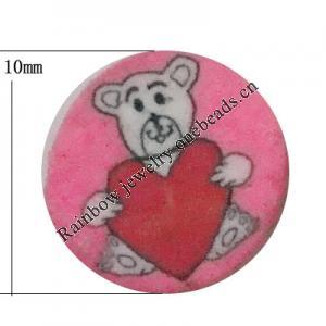 Pottery Clay Cabochons, NO-Hole Jewelry Fingings, Coin 10mm Thick:About 5mm, Sold by Bag