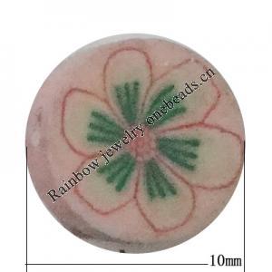 Pottery Clay Cabochons, NO-Hole Jewelry Fingings, Coin 10mm Thick:About 5mm, Sold by Bag