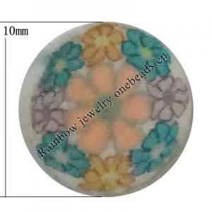 Pottery Clay Cabochons, NO-Hole Jewelry Fingings, Coin 10mm Thick:About 5mm, Sold by Bag