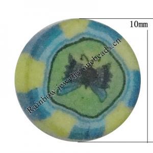 Pottery Clay Cabochons, NO-Hole Jewelry Fingings, Coin 10mm Thick:About 5mm, Sold by Bag