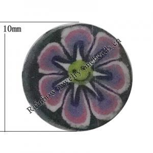 Pottery Clay Cabochons, NO-Hole Jewelry Fingings, Coin 10mm Thick:About 5mm, Sold by Bag