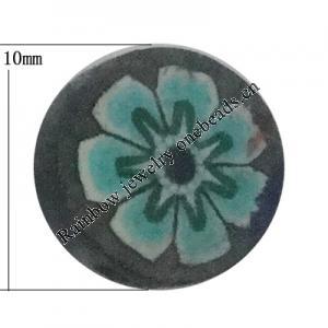 Pottery Clay Cabochons, NO-Hole Jewelry Fingings, Coin 10mm Thick:About 5mm, Sold by Bag