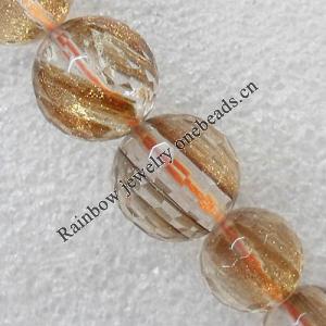 Gold sand Stone Beads, Faceted Round 4mm Hole:About 1.5mm, Sold per 15.7-inch strand
