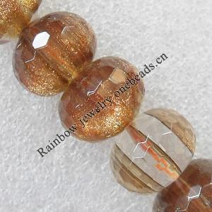 Gold sand Stone Beads, Faceted Rondelle 10x14mm Hole:About 1.5mm, Sold per 15.7-inch strand